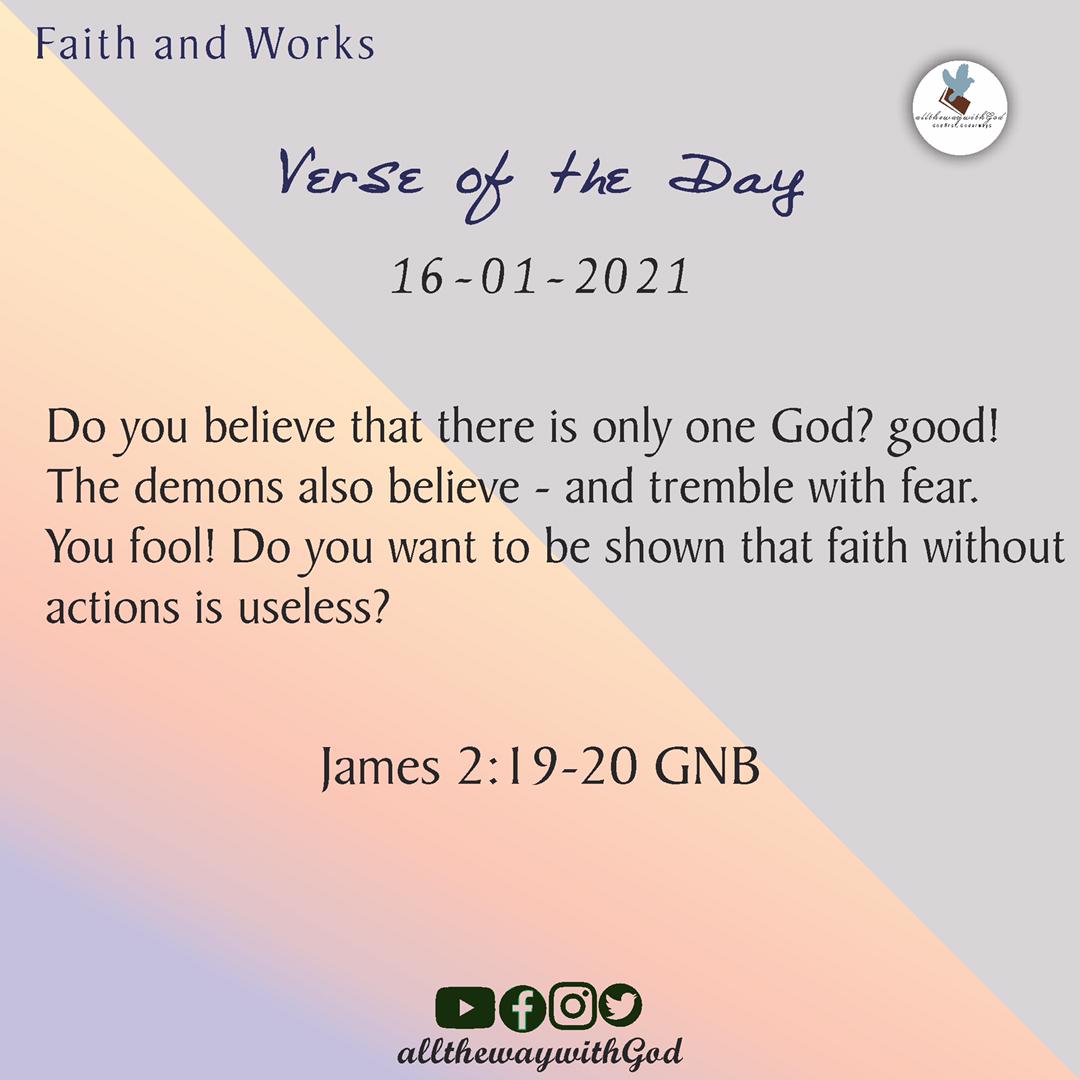 atwwG_'s tweet photo. It's not enough to just believe, we have to show that we believe by our actions. What differentiates us from the demons when they also believe? It's our action of faith.
#VTD
#allthewaywithGod
#GodfirstGodalways
#faith https://t.co/8Iug8a5DQJ