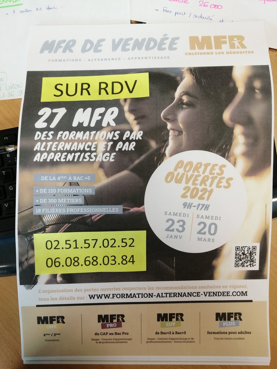 <a href="/MPouzauges/">MFR CFA Pouzauges</a> <a href="/MFRvendee/">MFR de Vendée</a> @UNMFREO Prise de rdv tous les jours au 02 51 57 02 52. 4/3 orientation, bac pro CGEA (apprentissage et scolaire) et CAP Conducteur Installation de production 50%Ecole 50%Entreprises 100% Autrement Ensemble cultivons les réussites