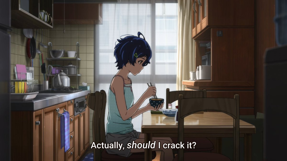 [Connection]Ai wants a friend. Ai is given an egg. The egg has the thing she wants. But does Ai have the courage to break the egg? The way the show goes about this is how it presents introspection. We jump to the part where she enters the illusionary school premises-