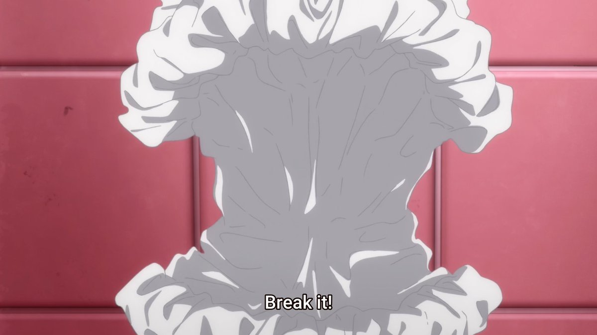 To "see no evil" IS the problem, and the show makes that ever so clear not even past five minutes in this episode. Ai proceeds to run away and ends up cowering in a bathroom stall where she is forced to confront the contents of the egg in her possession. To break the egg would-