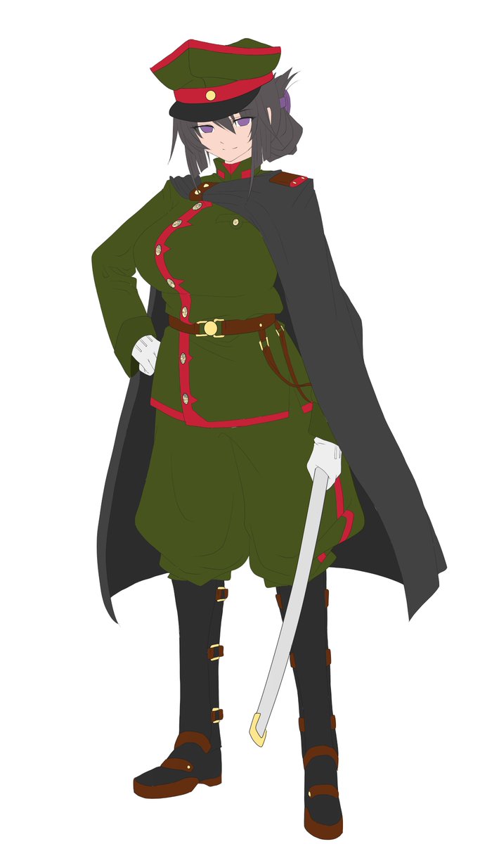 オリジナル軍服ヒロイン。少し色を塗る。やはりオリジナルは色で迷う。 