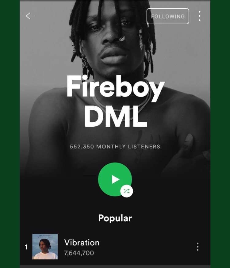 Streams Audiomack Fireboy - 204mMayorkun- 51m Spotify listenersFireboy - 500k+Mayorkun - 300K+Spotify streams Fireboy - only LTG has over 45m streams Mayorkun career streams- 15m