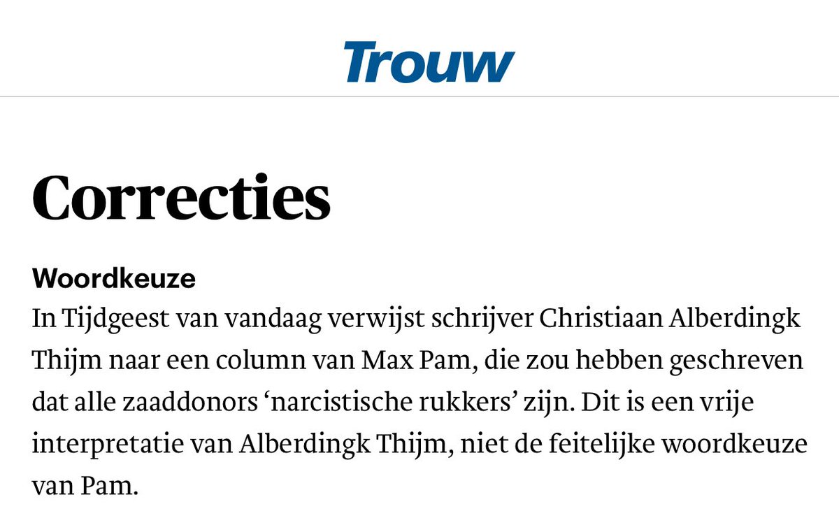 PietBurgering's tweet photo. ‘Narcistische rukkers’ blijkt een vrije interpretatie te zijn. 😉 #correcties #Trouw https://t.co/9hvWurnFVk