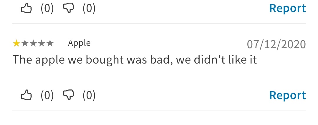 very special shout-out to the people reviewing apples on Asda's website