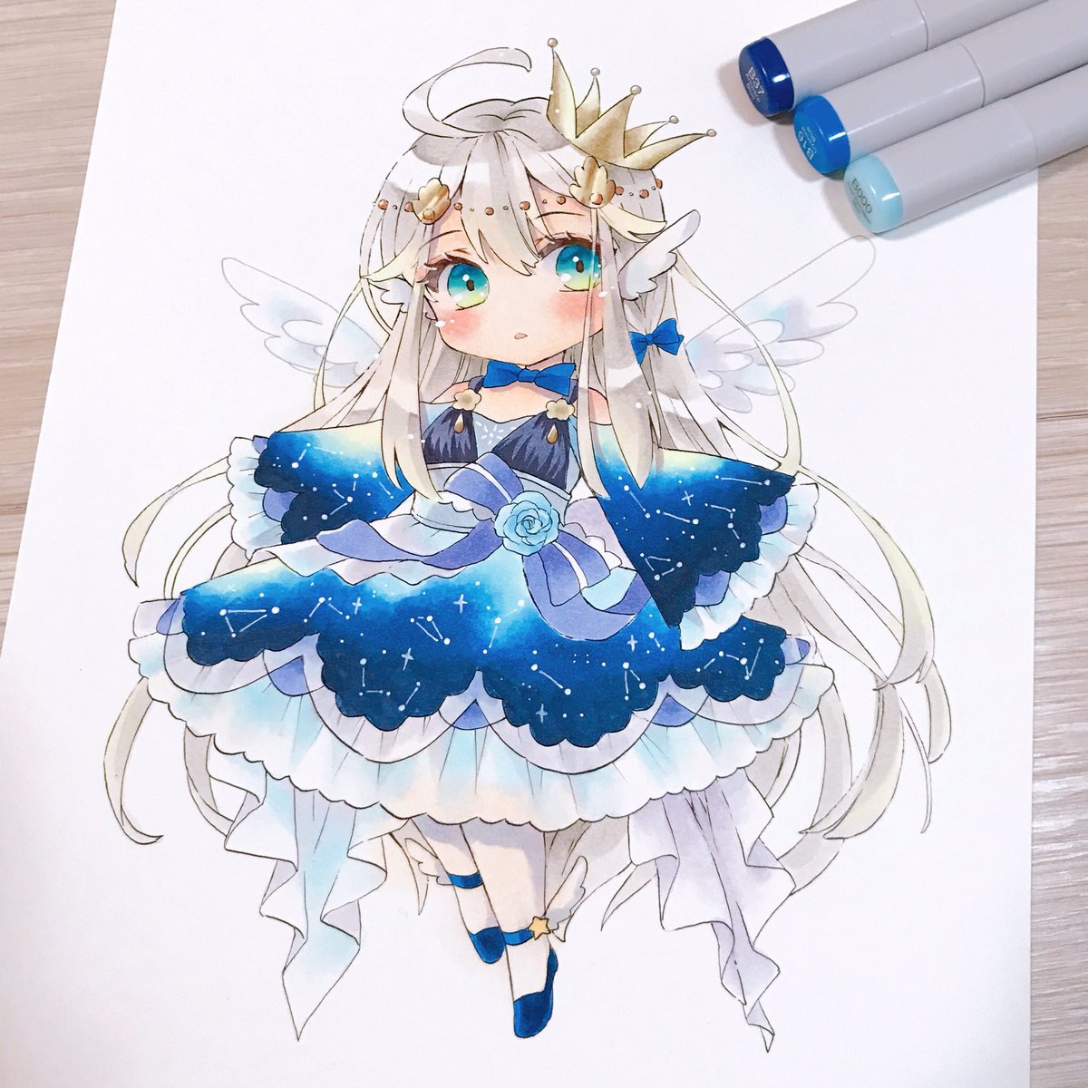 星空の天使 デフォルメ描いた コピック Copic Copicma ゆゆはるのイラスト 星空の天使 デフォルメ描いた コピック Copic Copicma ゆゆはるのイラスト