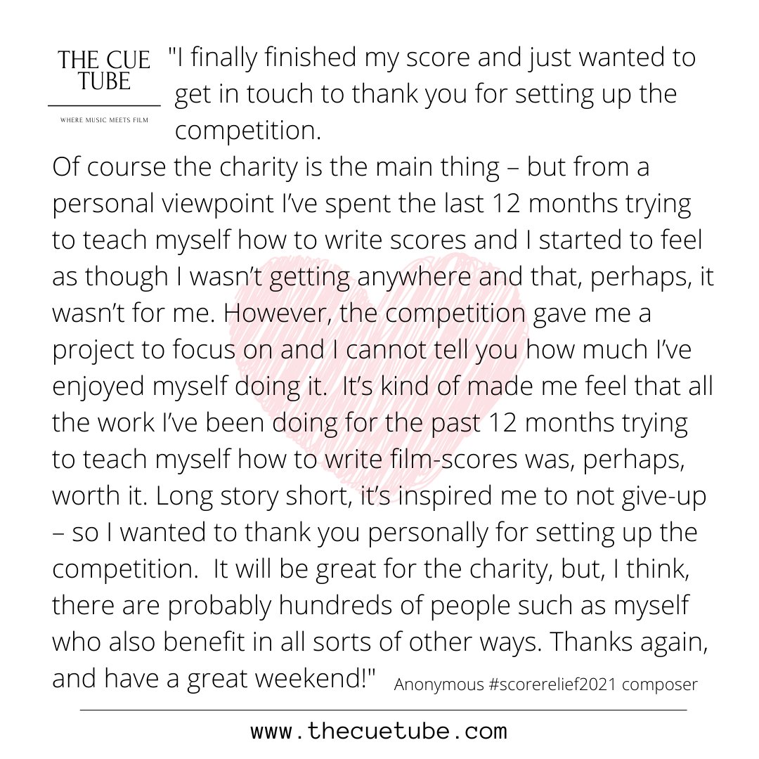 thecuetube's tweet photo. Incoming!♥️getting these messages &knowing #scorerelief2021 is doing good in many ways! Hope ur having a great weekend - still 2 weeks 2 #compose your masterpiece #filmscore 4our #scoringcompetition &win even without winning! Great prizes up for grabs and all for a good cause! https://t.co/q90Jzlr4ZE