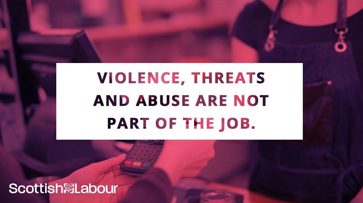 ScottishLabour's tweet photo. On Tuesday @ScotParl has the chance to pass @DJohnsonMSP's Protection of Workers (Retail and Age-restricted Goods and Services) (Scotland) Bill.
Violence, threats and abuse are not part of the job.
#NotPartOfTheJob #protectshopworkers #safetyatwork https://t.co/z1Wy3AegLx