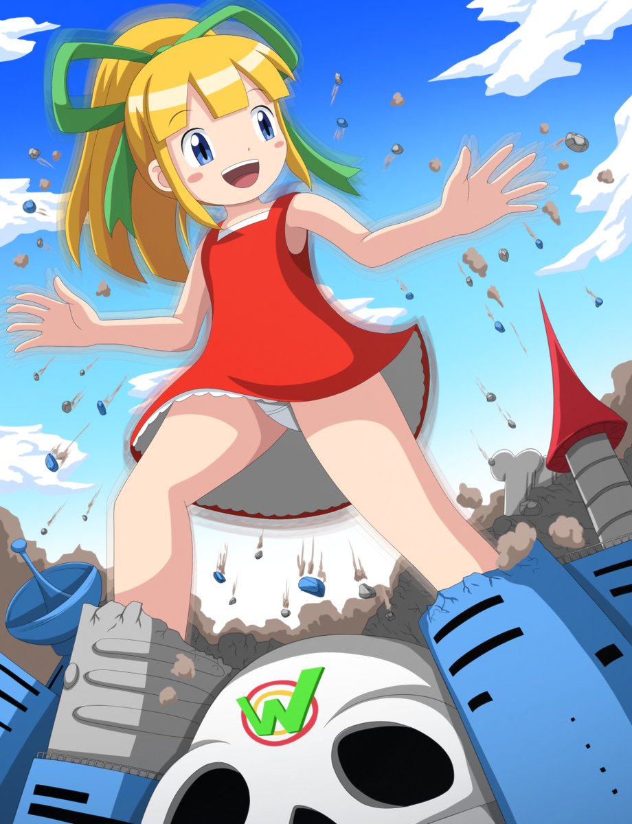 Jenny_the_Huge's tweet photo. Roll had a new update, so she wanted to test it inside Dr. Wily's castle. She didn't expect to grow so huge, so why not crush Wily's castle and save the world. #giantess #巨大娘 #ロールちゃん #ロックマン https://t.co/04YQSOzo7b