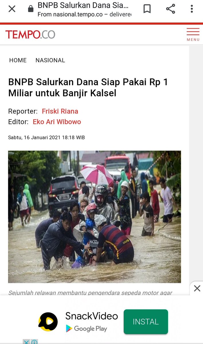 Dana siap pakai BNPB unt Kalsel yg terendam banjir seprovinsi dg 200 ribu org mengungsi, ad korban jiwa

Adl 1 M dan maksimal 3 M 

Dana influencer salah 1 kementrian kita berapa? 90 MILYAR! ☺️👏

Sampai sini msh ad yg ga paham seberapa (ga) penting dan bukan priority nya rakyat?
