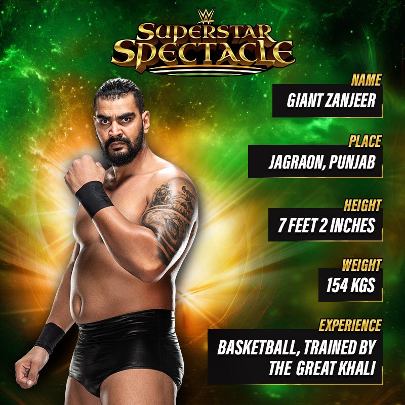 WWE India al Twitter: "Dominance has a new face! Meet “Giant Zanjeer”, competing soon at #WWESuperstarSpectacle. #GiantZanjeer @sonysportsindia @SPN_Action https://t.co/pSZ5kCxvrR" / Twitter