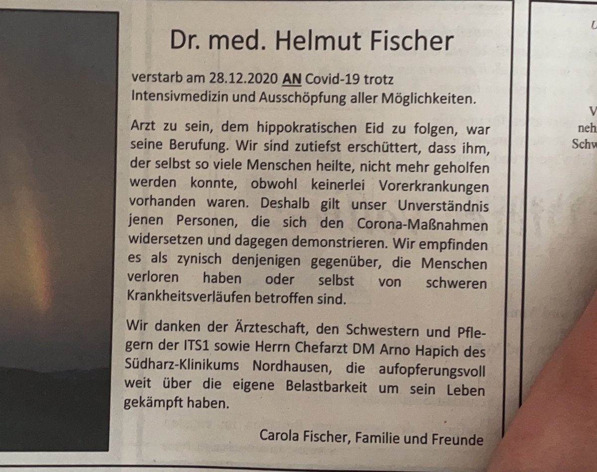 realppbraun's tweet photo. Verrückte Welt, in der Traueranzeigen so aussehen müssen...
#Covidioten https://t.co/gb6TdHe4Yx