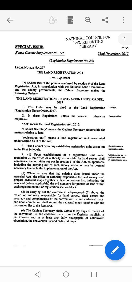 ProfOjiendaTom's tweet photo. Gazette Notice No. 220 of 31st December 2020 gives Nairobi Land owners only 90 days to confirm the correctness of the new entries under a new registration system. Herein lies the mischief. https://t.co/3e8G1s63jk