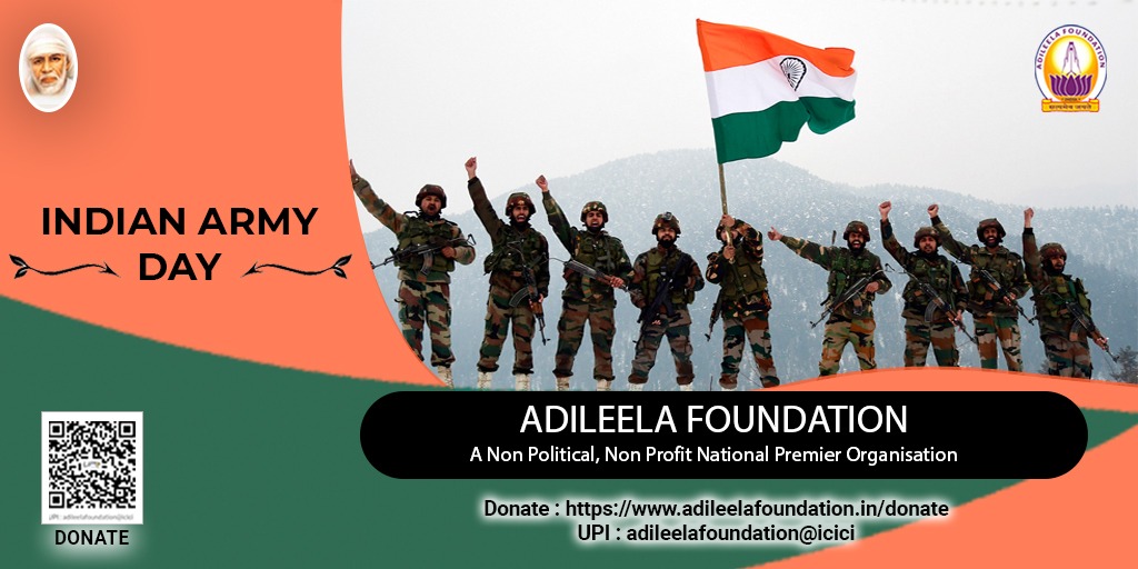 AdileelaTrust's tweet photo. Because of Army we are safe. Army take cares of our life and help us to stay away from obstacles. Adileela Foundation wishes the Indian Army a life full of love, wins and the presence of health on this Indian Army Day. https://t.co/9s8fbl4RSG
