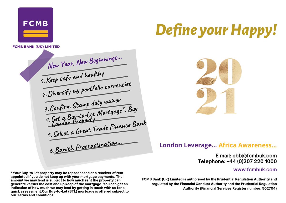 FCMBbankUK's tweet photo. Define your Happy in 2021. #PortfolioDiversification #InvestInLonondonProperty #LondonLeverage #AfricaAwareness https://t.co/ptTMJ4Ajr6