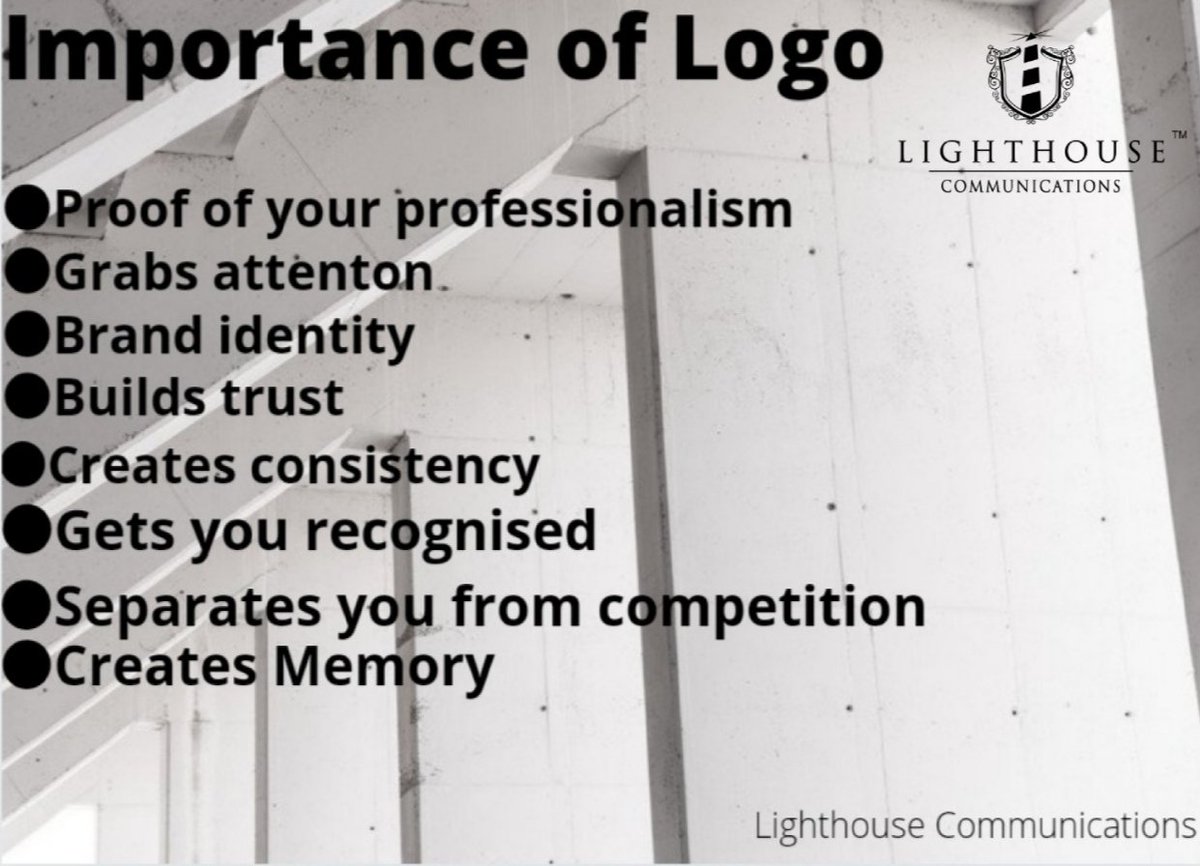 lighthouseadvt's tweet photo. Importance of Logo... #lighthousecommunications #smallbusiness #lighthouseadagency #adagencyinraipur #Logodesigner #logodesigns #adagency #business #marketing #branding #brand #creative #beautifuldesign #logo #businesssecrets #businessgrowth https://t.co/I8aycoBM2P