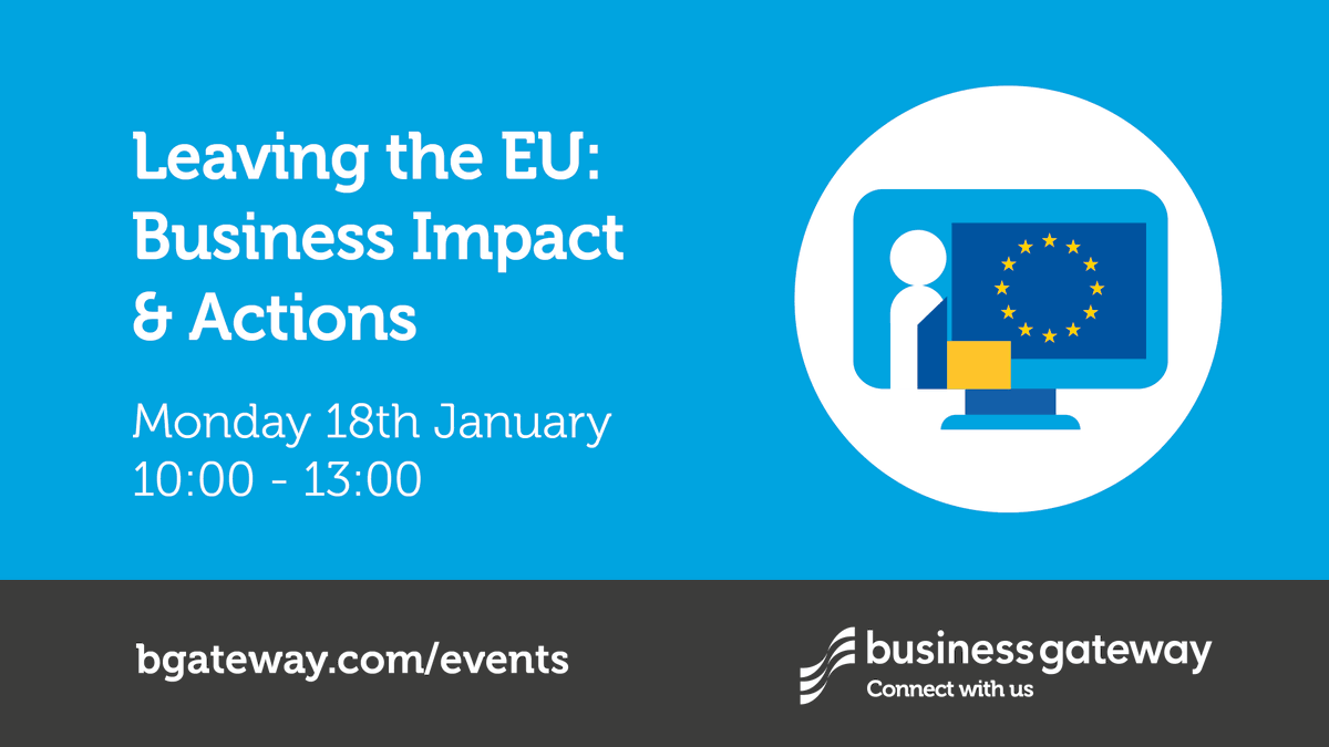 There's still time to book a space on Monday's webinar! Join us to look at the potential impact of the EU exit &amp; what actions you should take now. You will also have the opportunity to ask questions specific to your business ➡️ ow.ly/bNx050D6vCN #SupportScottishBusiness