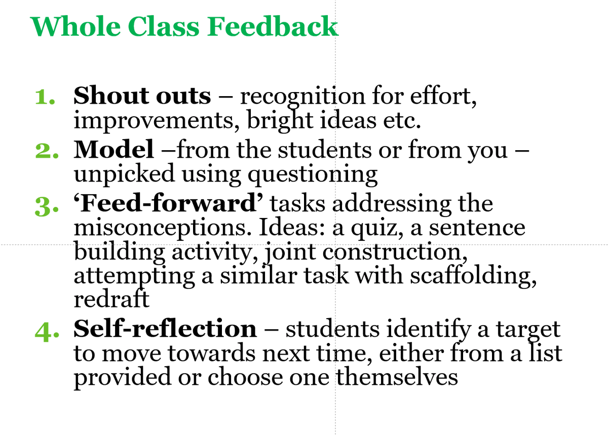 3. Remote whole class feedback: the main difference between in school is that it is harder for students to have their original work in front of them. The focus needs to shift instead to 'feed forward' tasks (thanks  @__codexterous for the phrase!) that move students forwards