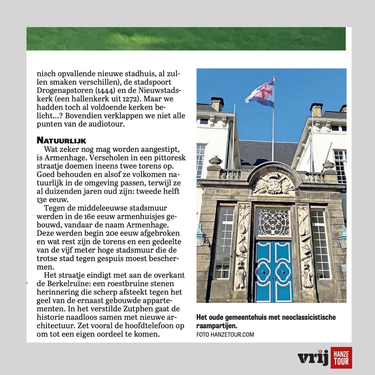 HanzeTour's tweet photo. VRIJ REIZEN van de @telegraaf bezocht @gem_Zutphen met de @HanzeTour audiotour. Het leverde een vlot geschreven reportage op over een van de oudste @Hanzesteden van @Visit_NL door @InSigt 📸 @HanzeTour @paradisefoundde & @SigridS zelf. Ook online https://t.co/Xe0Zbvgfai https://t.co/UdQuo4AtBR