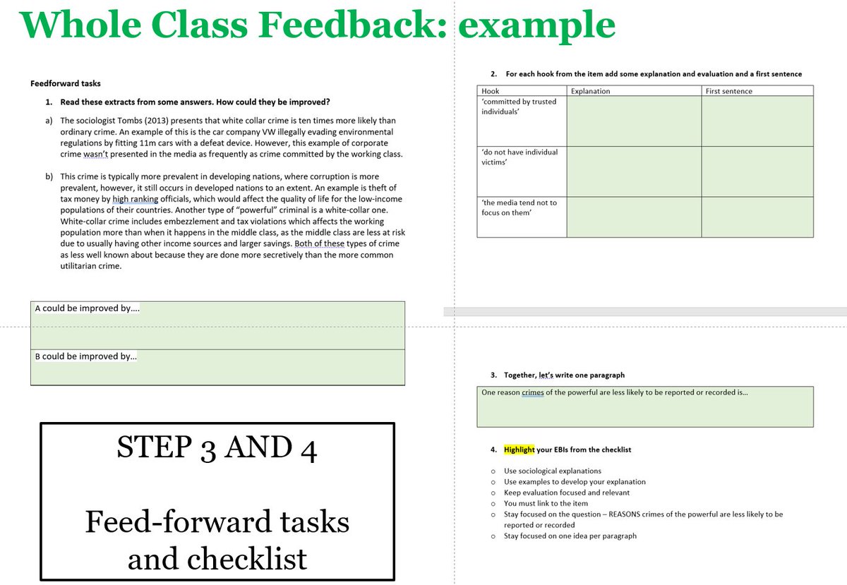 3. Remote whole class feedback: the main difference between in school is that it is harder for students to have their original work in front of them. The focus needs to shift instead to 'feed forward' tasks (thanks  @__codexterous for the phrase!) that move students forwards