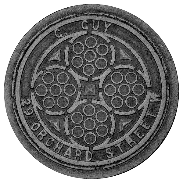 CoversUnderfoot's tweet photo. London, W1 coal plates, day 1: Two quatrefoils by George Guy (Junior), ironmonger. Hampshire born George (Senior) traded from 1849 in Oxford St. He was succeeded by son Harry then grandson George (Junior). The business was at 29 Orchard St. 1901-1929 when it ceased trading, https://t.co/gkl9UAmGuP