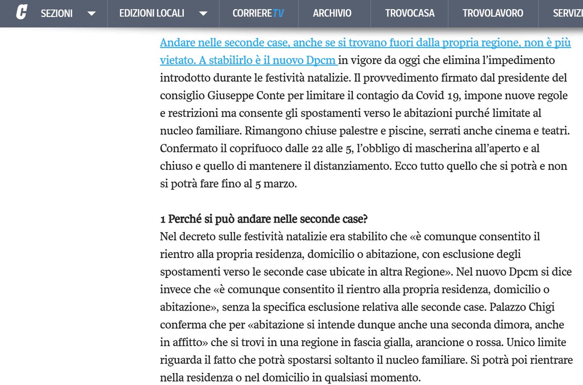 anucara's tweet photo. I nuovi decreti vietano gli spostamenti fuori regione, salvo specifiche eccezioni.

Ma il Corriere riferisce che secondo Palazzo Chigi si può andare nelle seconde case fuori regione. 

Siamo stanchi di questo modo di procedere, che disorienta i cittadini e agevola gli abusivi. https://t.co/6uDAgOs9FN