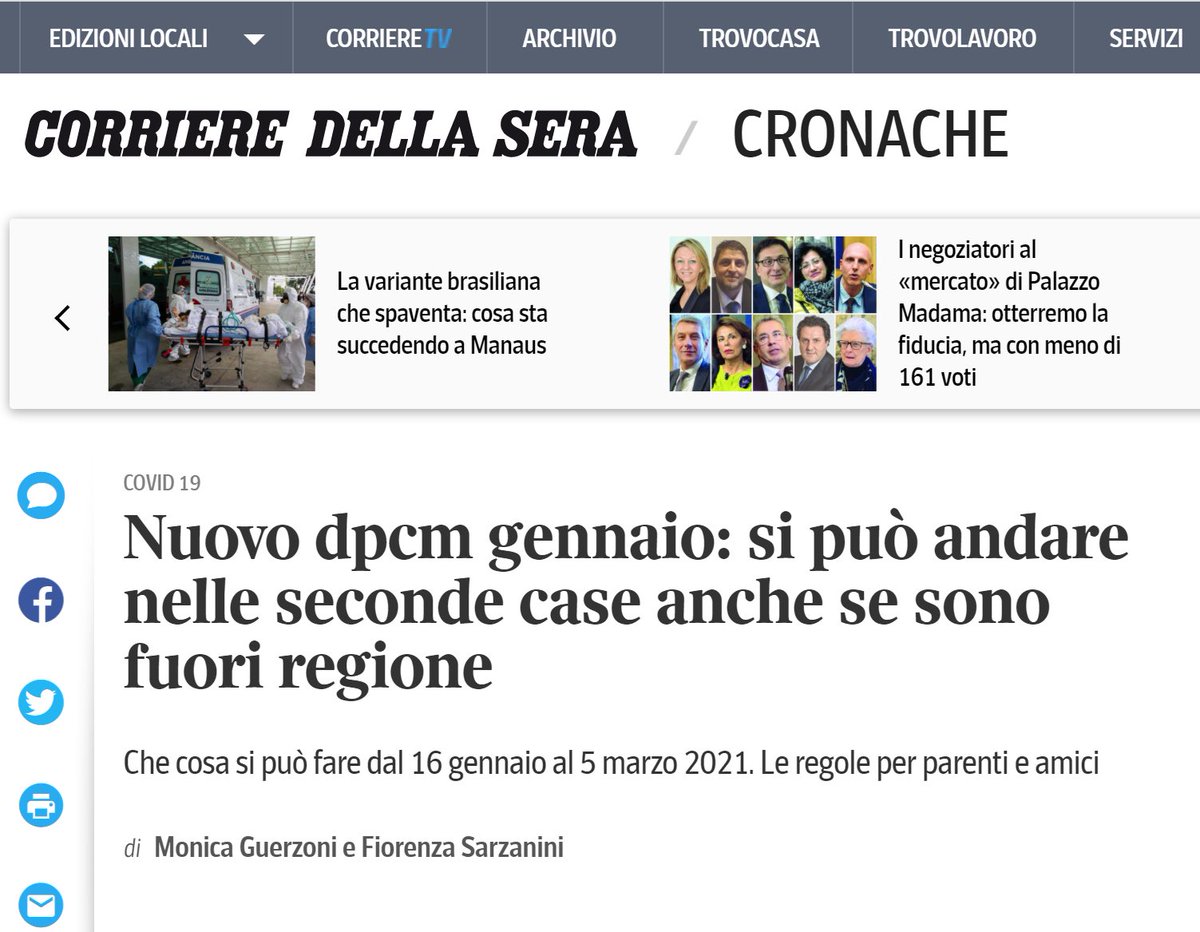 anucara's tweet photo. I nuovi decreti vietano gli spostamenti fuori regione, salvo specifiche eccezioni.

Ma il Corriere riferisce che secondo Palazzo Chigi si può andare nelle seconde case fuori regione. 

Siamo stanchi di questo modo di procedere, che disorienta i cittadini e agevola gli abusivi. https://t.co/6uDAgOs9FN