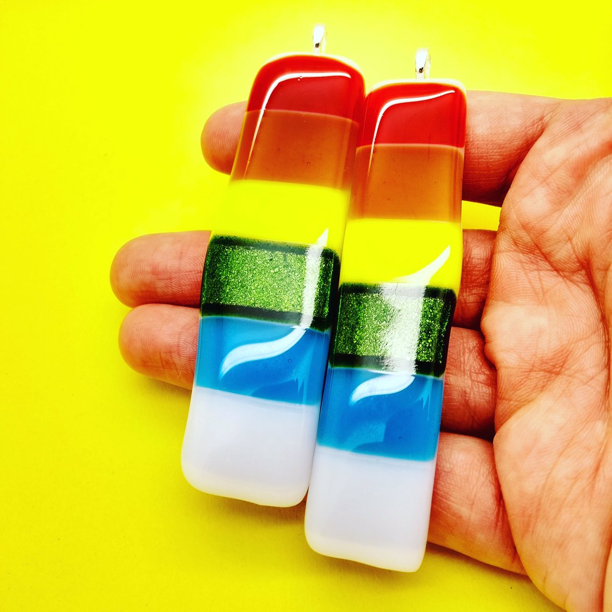 A pop of colour 
#handmade glass #rainbow suncatchers &amp; patchwork style pendant.
Both available in my shop icedrainbow.co.uk
#ukgiftam #valentinesgifts #gifts