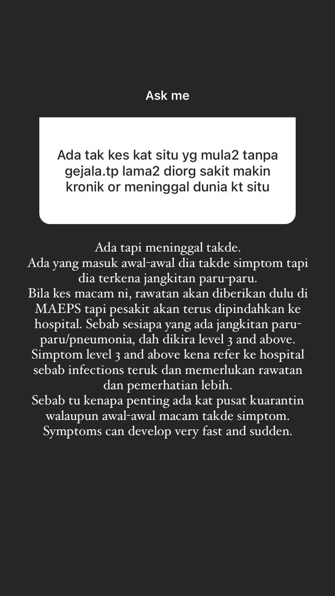 Ape simptom-simptom Covid-19? Rawatan ape yang diorang bagi? Apa infection stages? Ni semua berdasarkan pemahaman saya. 