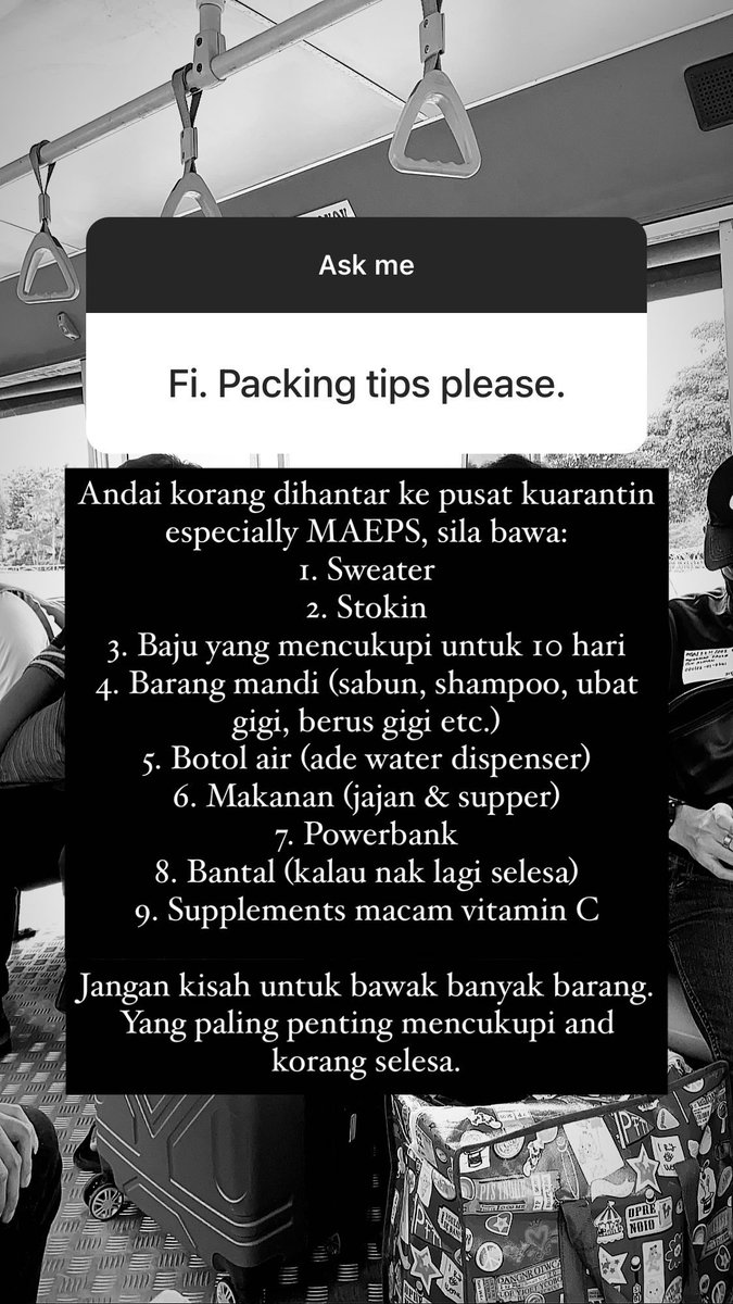 Packing tips dan barang yang disediakan oleh pihak PKRC. Bawak la yang penting korang selesa. Sentiasa jaga barang sendiri. 