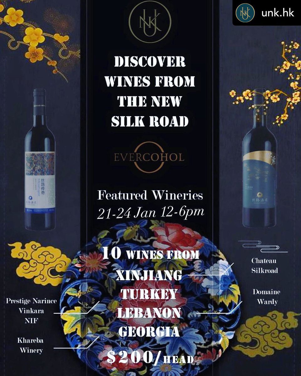 Evercohol's tweet image. Upcoming tasting featuring 12 #organic #wines from #xinjiang (Chateau Silk Road) #turkey #Lebanon and #georgia next weekend at UNKNOWN #shisha bar 

Xinjiang food à la carte available.

PM / whatsapp for more details 56007571 #hongkong 

#winelover #winelovers #events #wine