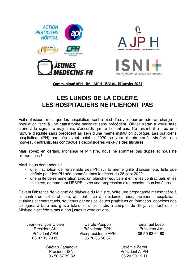 JeunesmedecinsF's tweet photo. 😡 Les lundis de la colère, les hospitaliers ne plieront pas
Communiqué commun avec @isnitwit @actionprathopit @ajpharmahosp 

À lire : https://t.co/Iv4bH8aZQf https://t.co/rrgpti8afo
