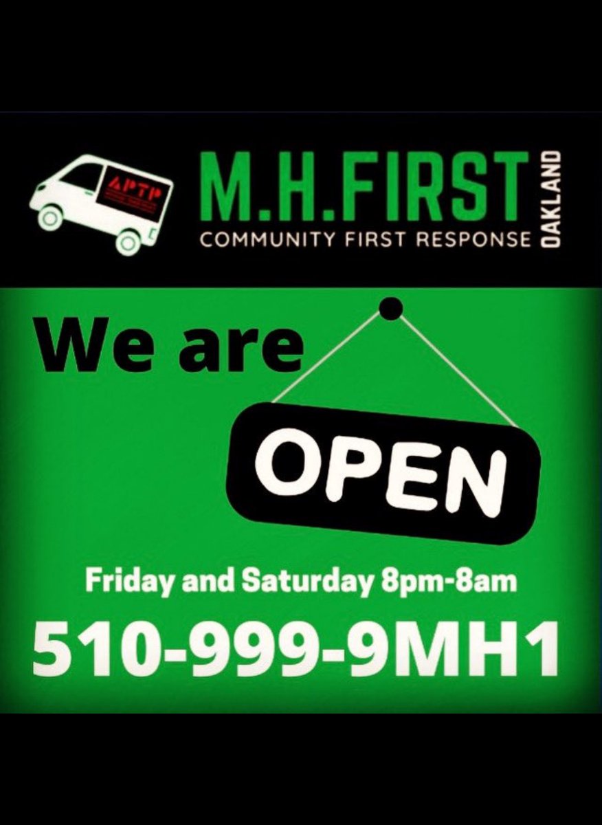 APTPaction's tweet photo. .@MHFirstOak is open now & this weekend 8pm-8am Friday & Saturday. Call or text for #CompassionNotCops β¨πΉπ₯ https://t.co/KhuaZRjKkU