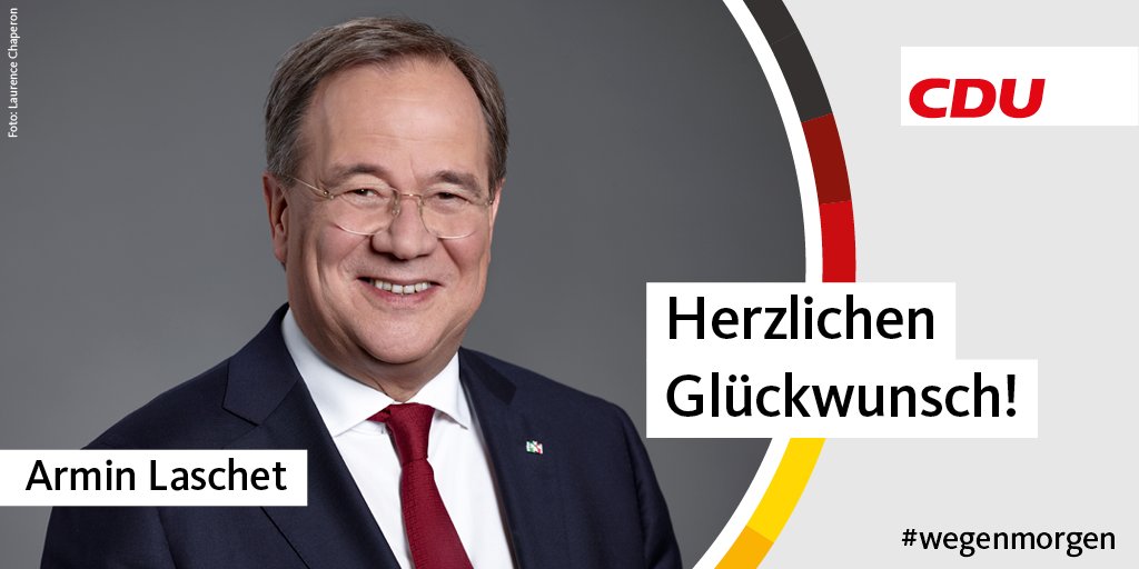 .<a href="/ArminLaschet/">Armin Laschet</a> hat die digitale Wahl zum CDU-Vorsitzenden gewonnen. Herzlichen Glückwunsch! #wegenmorgen #cdupt21