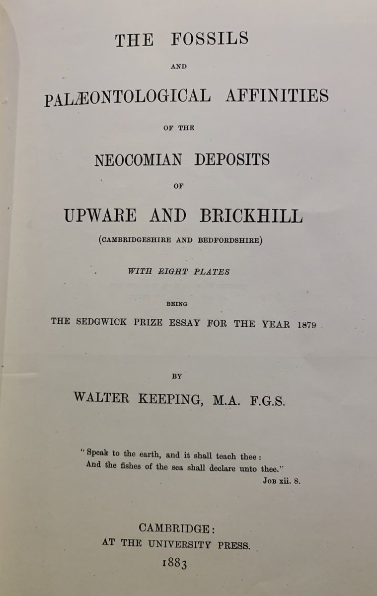 One of my Christmas pressies this year was an original copy of Walter Keeping’s (1883) classic work on the Cretaceous fossils of Upware & Brickhill (1/n)