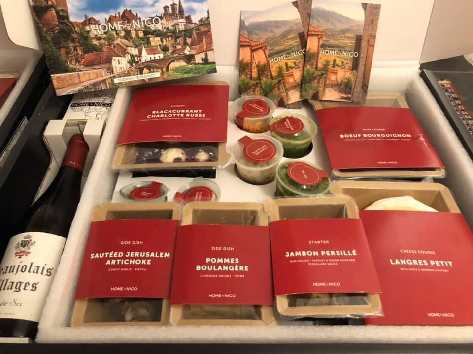 PennyJBarr's tweet photo. What a fine box of goodies for last night’s Burgundy-themed dinner from @HOME__X My #stardish is the superb Potage Parmentier - savoury, smoky, leeky, lovely! 🥣 Great fun preparing it all too - like having your own sous-chef to do all the fiddly bits! 🧑🍳
#eatlocal #Edinburgh https://t.co/0IwDkXl8xG