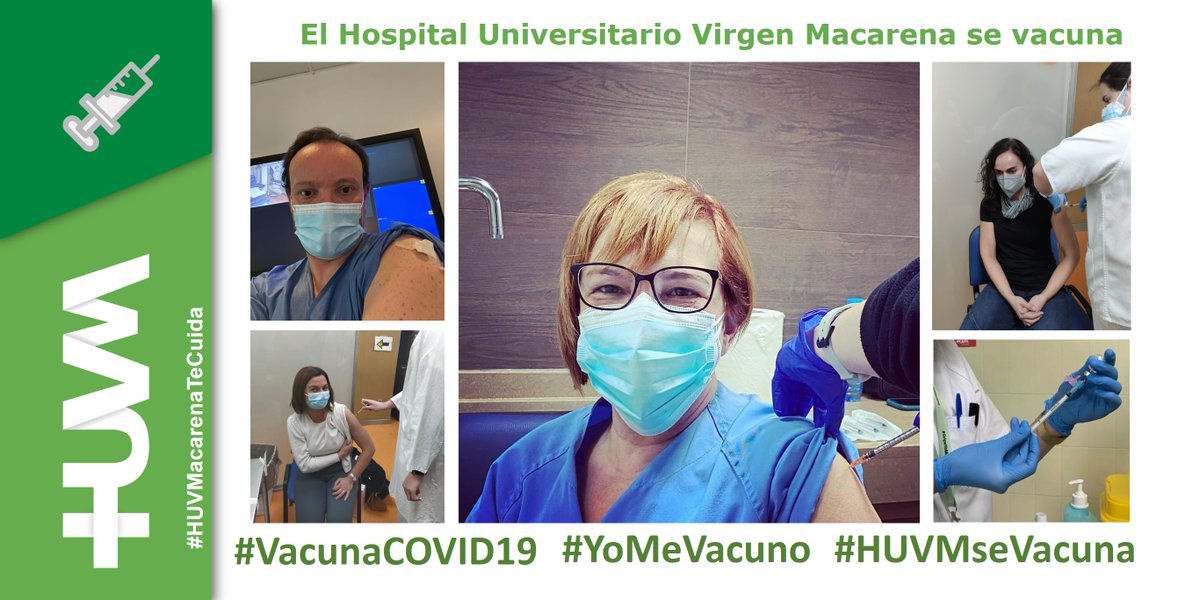 Hoy es sábado. El <a href="/HUVMacarena/">Hospital Virgen Macarena</a> sigue vacunado, porque lo hace los 7 días de la semana.
Ya han recibido la #VacunaCOVID19 los profesionales del 1e y 2º grupo, y así hasta que lo hayan hecho todos.
Gracias a todas las personas que lo están haciendo posible
#YoMeVacuno #HUVMseVacuna