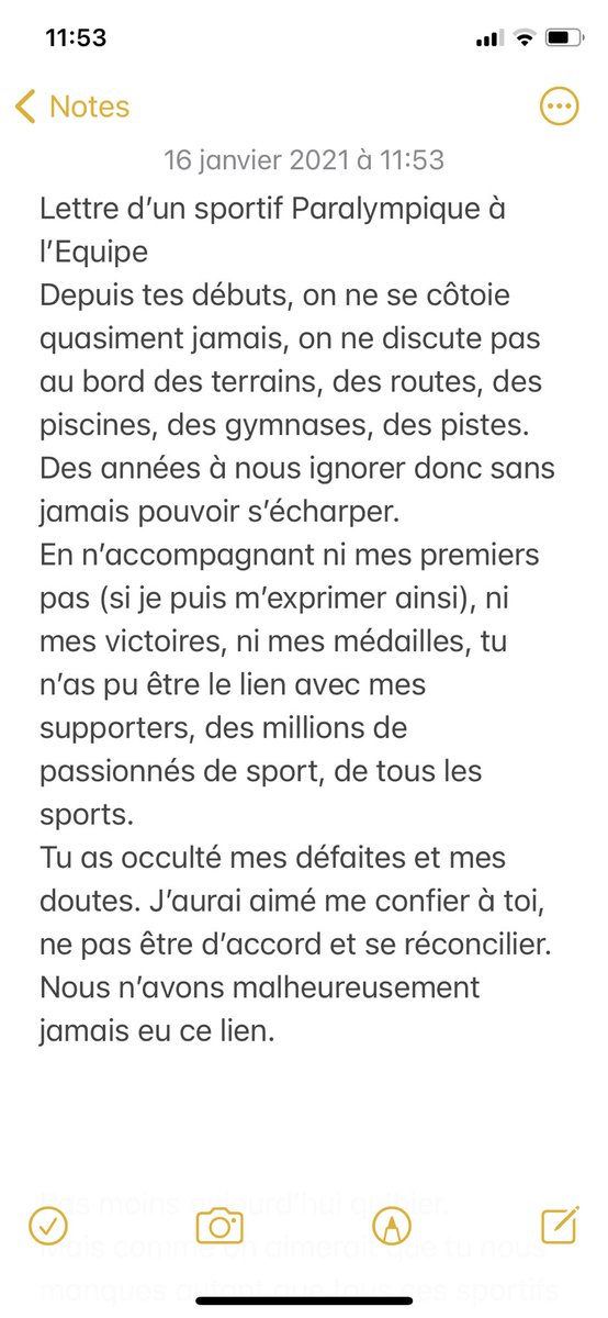 MJEREMIASZ's tweet photo. Lettre d’un sportif Paralympique à @lequipe avec tout mon soutien aux journalistes... https://t.co/aSmGJQowRK