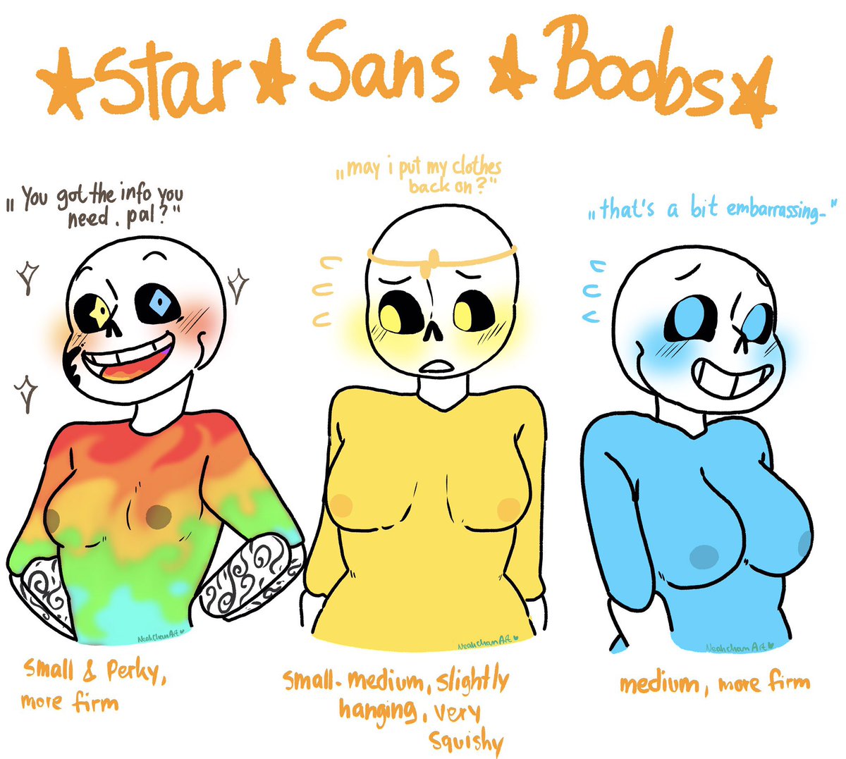 NeahChanArt's tweet photo. Legit posted on the wrong acct bruh 

My headcanons of the Star Snas Boobies ewe 

#undertail https://t.co/Q9qgVnfbXh