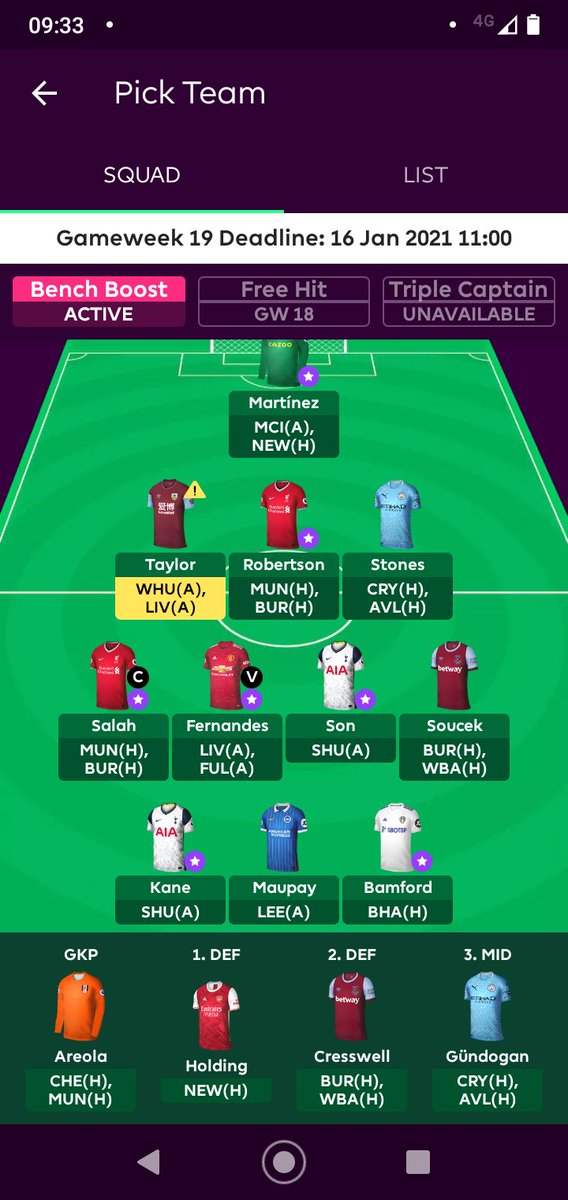 It's the first big one DGW19! And everyone gets to play as I bench boost.Transfers: P-F/Romeu/DCL -> Areola/Gundog/Maupay .Captain: Mo Salah.