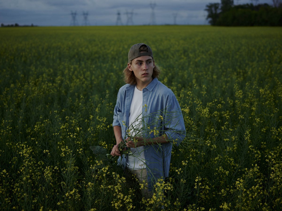 Canola farmer Kayden Stewart. Stewart Farm, Winnipeg, Manitoba, Canada.