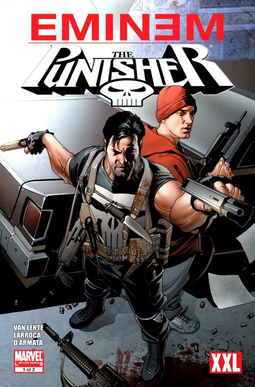 Eminem has always been fascinated with comics and even has an extensive comic book collection himself.He was also in a comic book called Eminem/Punisher: Kill You.