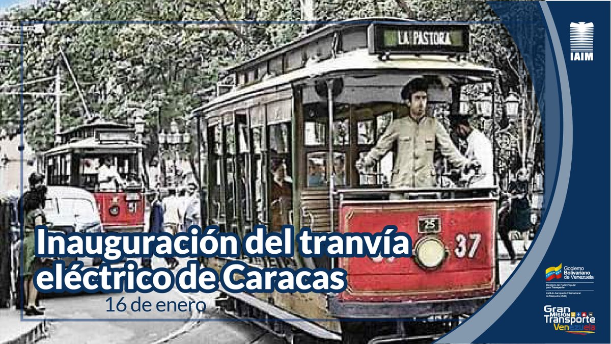 IAIM_VE's tweet photo. #EfeméridesIAIM📅|| La compañía Tranvías Eléctricos de Caracas comenzó a probar sus carros e inauguró el primer sistema de tranvías eléctricos de la ciudad, entre Las Flores y El Valle, el #16Ene de 1907. https://t.co/MoecfjEgVN