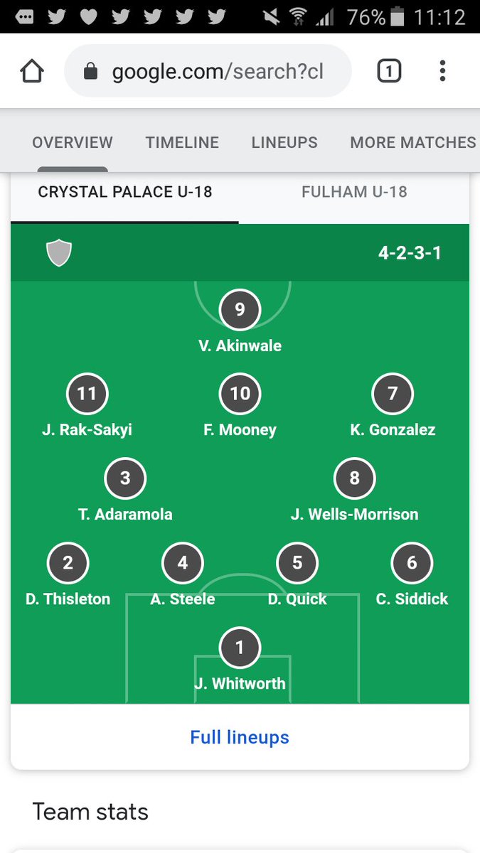 reptracker's tweet photo. Ex @stkevinsboysfc man and #IRL17 @TayoAdaramola lines out for Palace U18 while #IRL17 Ollie O'Neill starts for Fulham https://t.co/NNf7oC8bxf