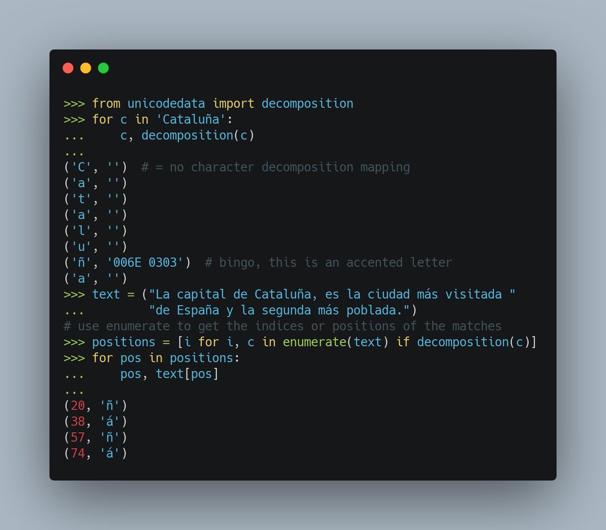 Pybites You Can Use The Unicode Database Unicodedata Module To Detect Accented Characters