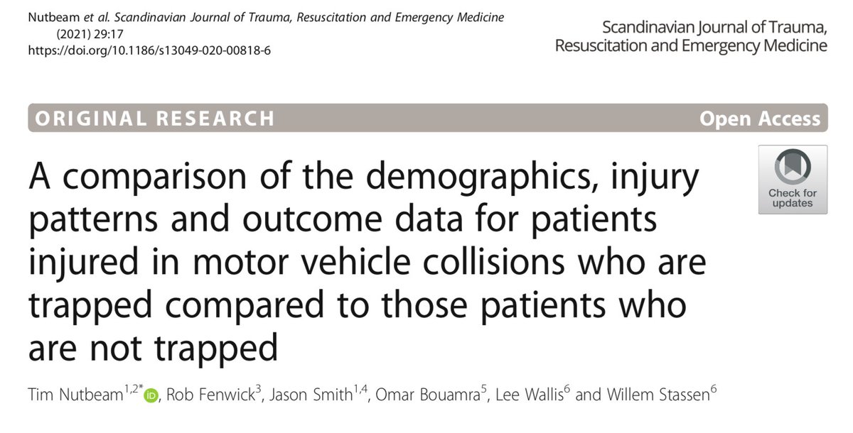 If you manage patients involved in RTCs then this open access paper from @SJTREM on extrication will help inform your practice

We'll be covering the paper on our next Papers of the Month episode &amp; you might even recognise one of the authors...

sjtrem.biomedcentral.com/articles/10.11… #FOAMed