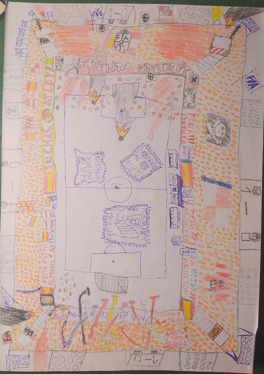 RT si cuando eras pequeño te pasabas las horas pintando cosas del Atleti en clase.