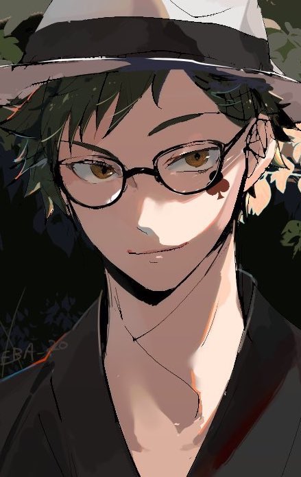 glasses 1boy male focus closed eyes solo smile short hair  illustration images