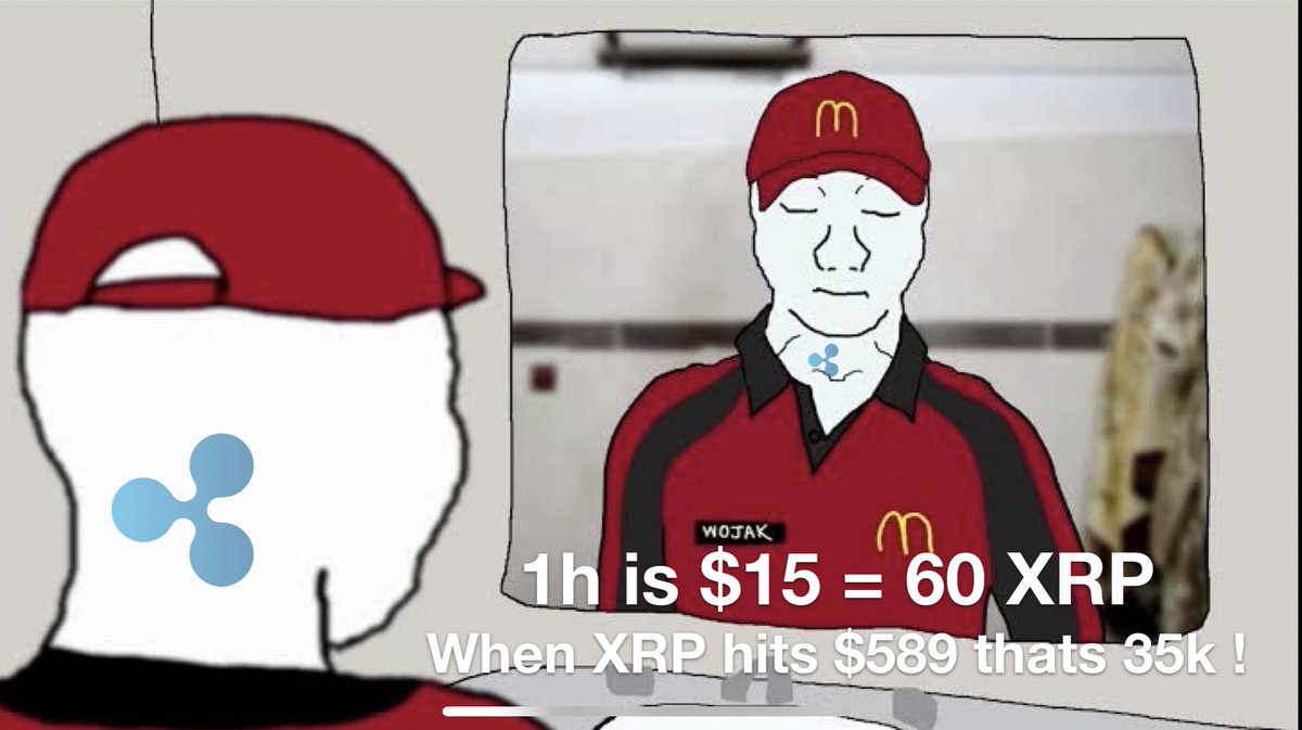 The #XRPArmy right now is celebrating the new $15 minimum wage. Thinking  for themselves what that one hour of work will be worth when XRP hits $589  😂😂😂