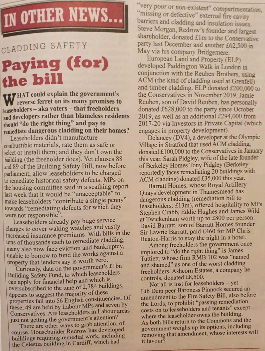 All because you’re allowing your builder chums (who donate to the Tories) to pass down costs onto leaseholders who don’t even own the bloody buildings. Shared owners don’t even own 100% of their lease! #endourcladdingscandal (6/10)