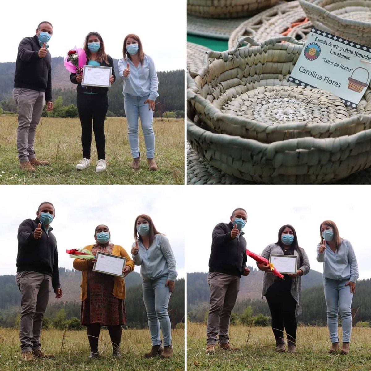 MuniLosAlamos's tweet photo. 🎖️ Pese a la pandemia, nuestras lamuen se las ingeniaron para desarrollar, aprender y concluir exitosamente los talleres de ñocha y telar, dictados en la Escuela de Arte y Oficio Mapuche  ✊✊ #losalamos2021
#LaCulturaMapucheNoMuere
#ArteAncestral #Conadi
#EstrelladeConcepción🗞️ https://t.co/Lcxfpm8Gjq